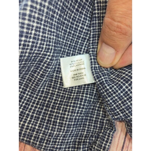 Orvis Mens Classic Fit Short Sleeve Shirt XXL Blue Check Hemp Blend - Picture 6 of 8